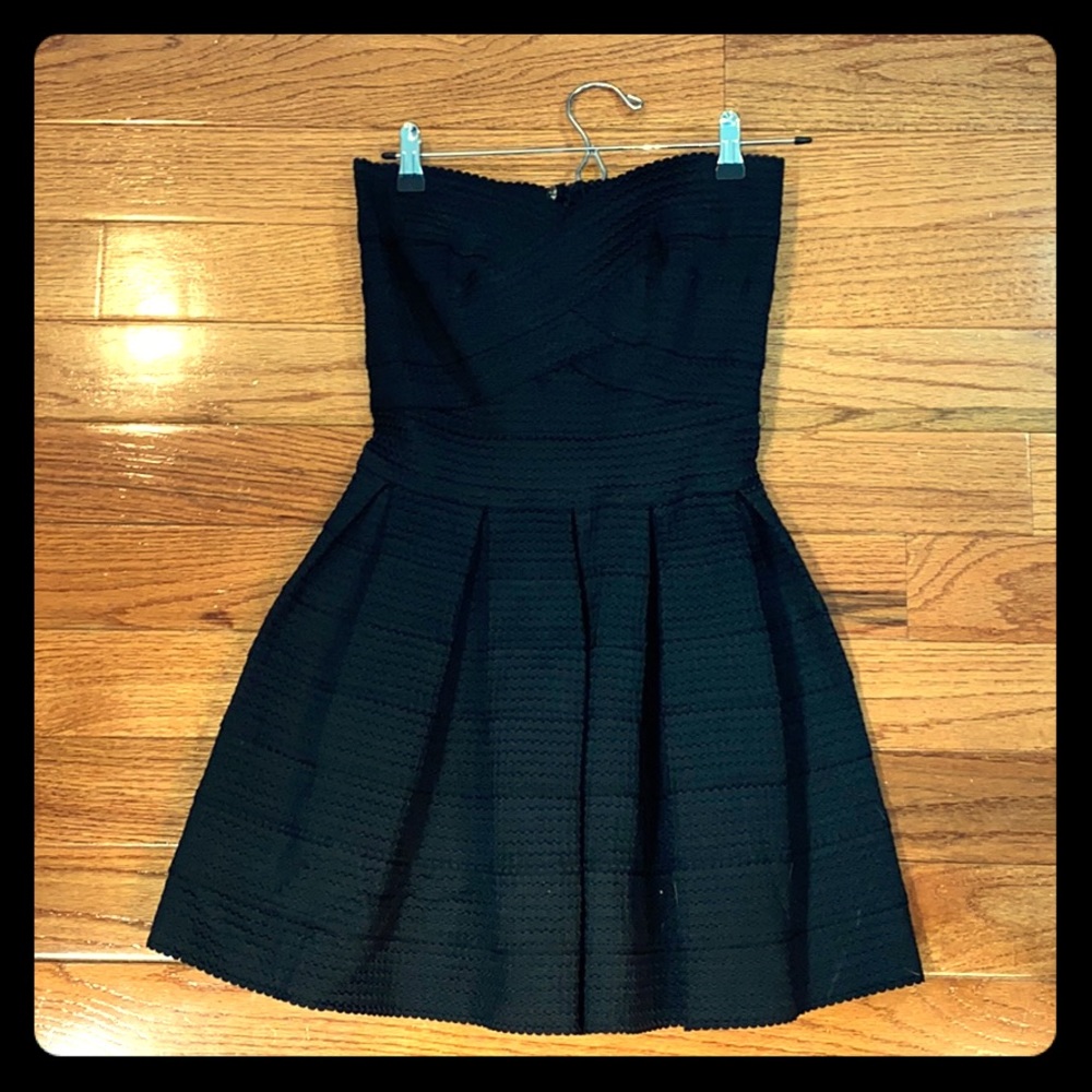 WORN ONLY ONCE strapless black fit-n-flare dress